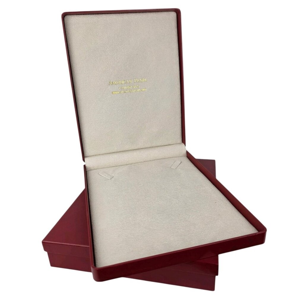 Vintage American Pearl Deep Red Gift Necklace Box & Case 7.5" x 9.25" x 1.5"